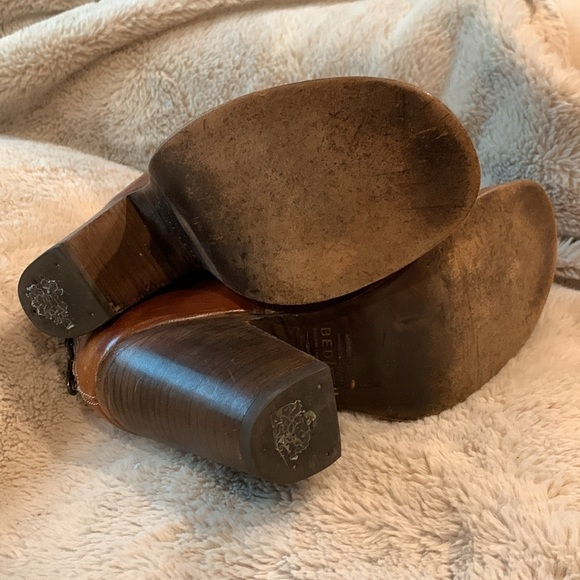 Bed Stu Onset Peep Toe Women’s Cognac Leather Zipper Ankle & Booties Boots - Picture 7 of 8